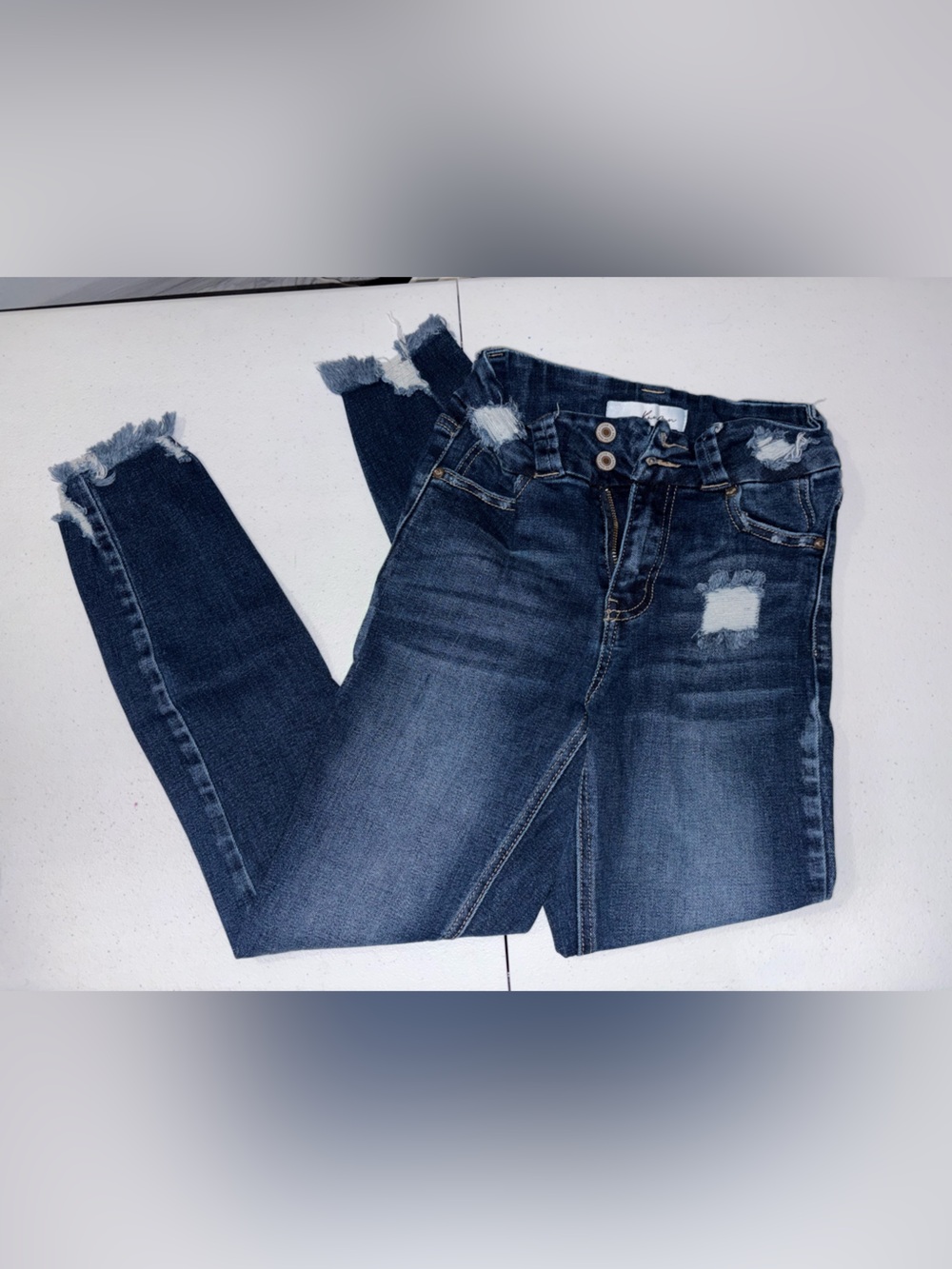 KanCan Dark Blue High-Rise Distressed Skinny Jeans